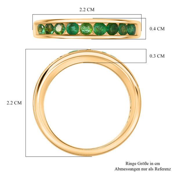Socoto Smaragd Ring 925 Silber 750 Gelb Vergoldet (Gr&ouml;&szlig;e 21.00) ca. 0,58 ct image number 6