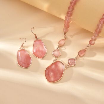 3er Set - Kirsch Quarz Anh&auml;nger mit Kette und Ohrringe, ca. 298.00 ct