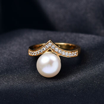 EverTrue S&uuml;&szlig;wasser Perle und Zirkon Ring