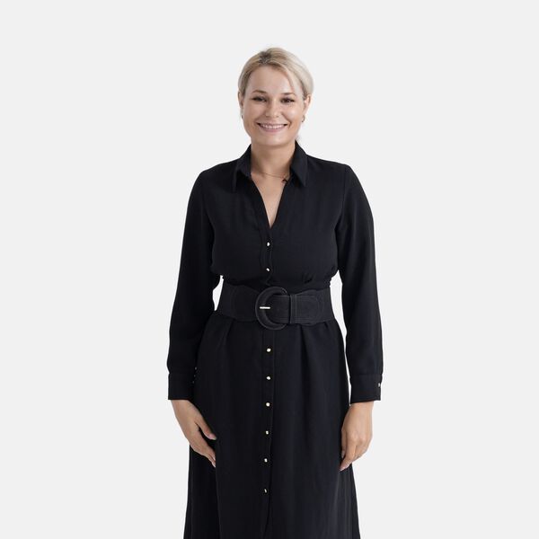 G&uuml;rtel mit runder Schnalle, 45x7,5cm, Schwarz image number 0