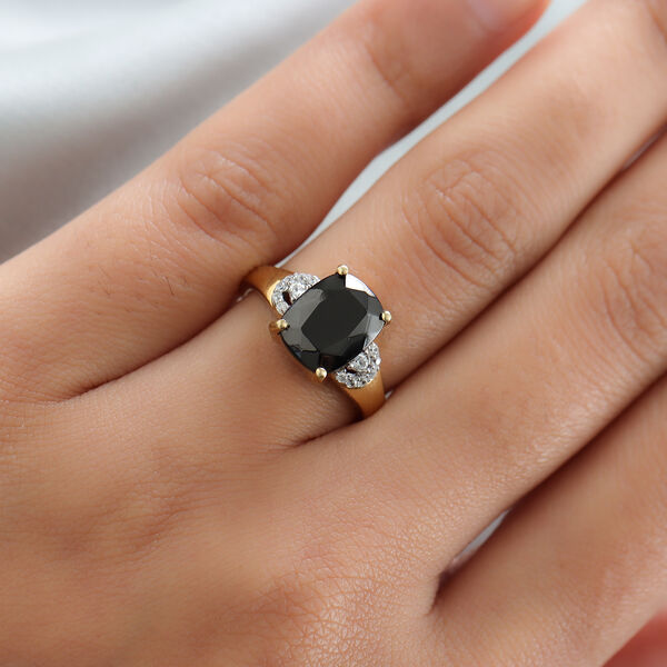 Elite Shungit und Zirkon Ring 925 Silber vergoldet  ca. 2,09 ct image number 3