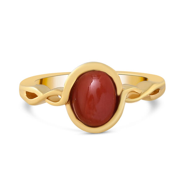 Koralle Solit&auml;r Ring 925 Silber vergoldet  ca. 1,44 ct image number 0