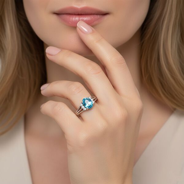 D'Joy AA blauer und weißer Zirkon Ring - 1,38 ct. image number 2