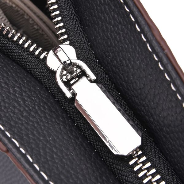 Echtleder Modische, geräumige Kontrastfarbene Tasche, 33x13x29 cm, Schwarz image number 6