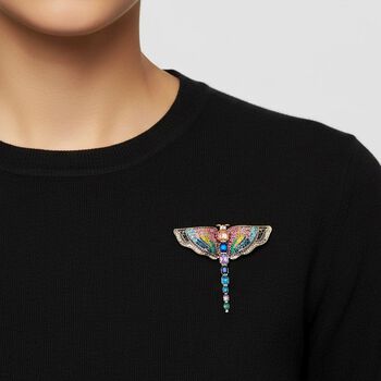 Mehrfarbiger Kristall Brosche  Gelb