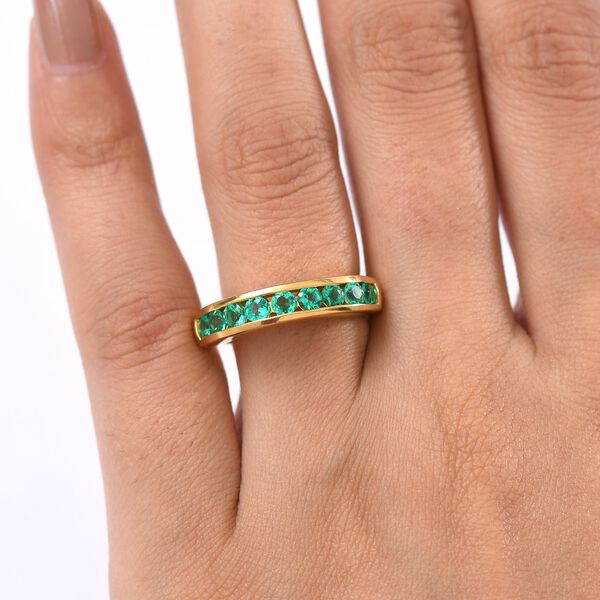 AAA Lab Created Kolumbianischer Smaragd Ring 925 Silber 750 Gelbgold Vermeil (Größe 17.00) ca. 0,95 ct image number 2