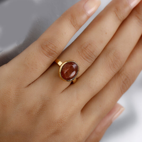 Sonnenstein Ring, 925 Silber vergoldet  ca. 4,85 ct image number 3