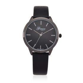 GENOA TIME - Armbanduhr Legierung, schwarzfarben, Zifferblatt Schwarz-Sunshine, 3 ATM wasserdicht