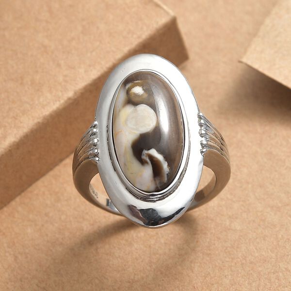 Der Schimmer der Natur - Erdnuss Holz Jaspis Ring 316L Edelstahl (Größe 17.00) ca. 7.75 ct image number 1