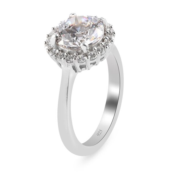 LUSTRO STELLA Hergestellt mit ZIRKONIA Halo Ring 925 Silber Platin-Überzug (Größe 16.00) ca. 3,71 ct image number 4