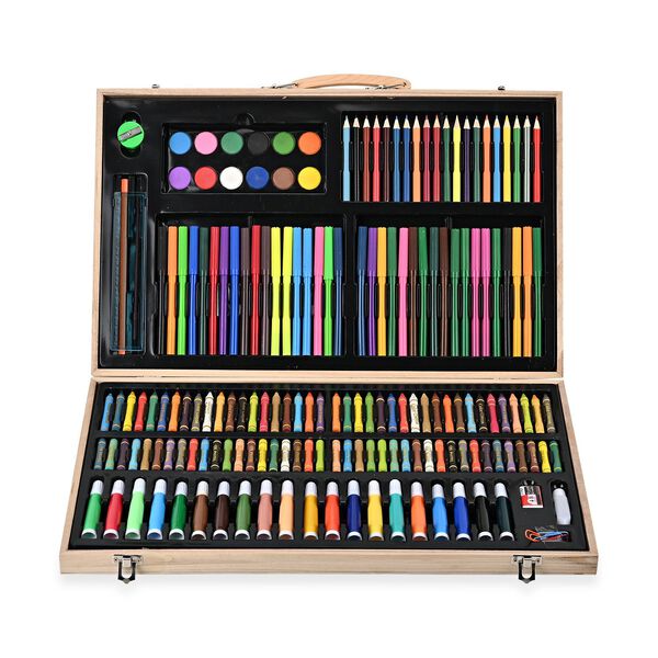 Mal- und Zeichnenset 180tlg mit Malholzkoffer: Aquarell, &Ouml;l, Pastell, Buntstifte, Mini-Bleistifte image number 2