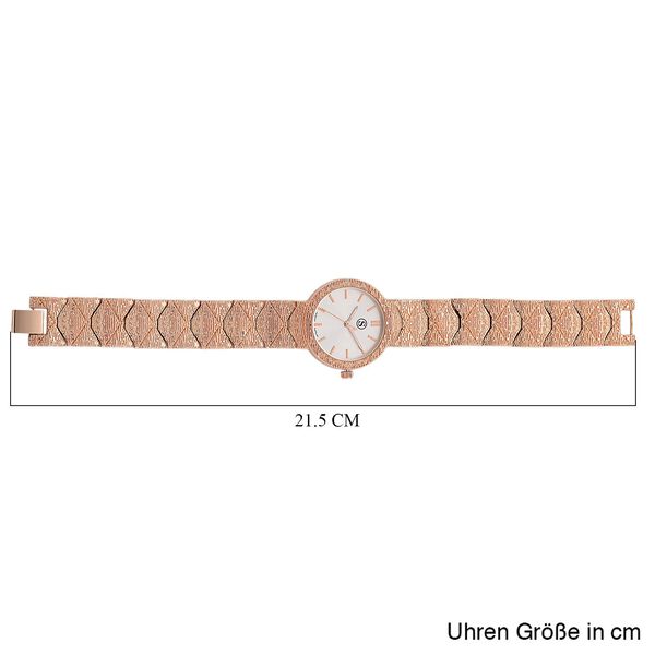 STRADA - Japanisches Uhrwerk, Weiß Zifferblatt mit Roségoldplattiertem Alloy Armband, 20 cm image number 9