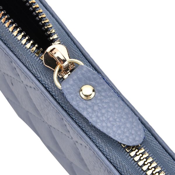 Brieftasche aus echtem Leder mit RFID-Schutz in Stepp-Optik, 19x2,5x9,5cm, Blau image number 5