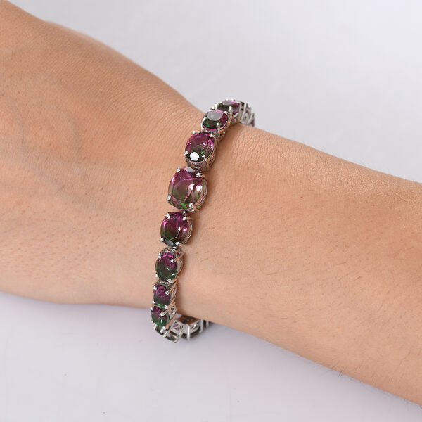 D’joy Wassermelonen Quarz Triplette Armband ca. 19 cm 925 Silber rhodiniert ca. 30,27 ct. image number 3