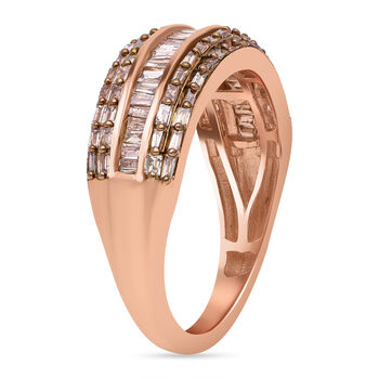 Nat&uuml;rlicher Champagner Diamant Ring 925 Silber Ros&eacute;gold Vermeil (Gr&ouml;&szlig;e 18.00) ca. 1.00 ct