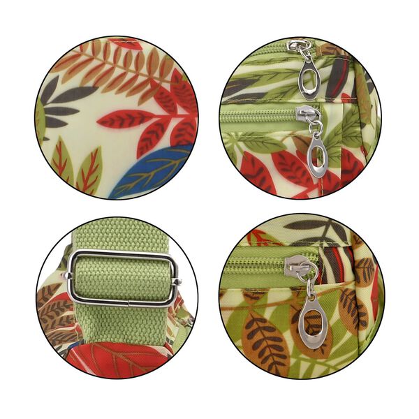 Multitaschen-Tasche mit Blattmuster, 26x10x20cm, hellgr&uuml;n image number 6