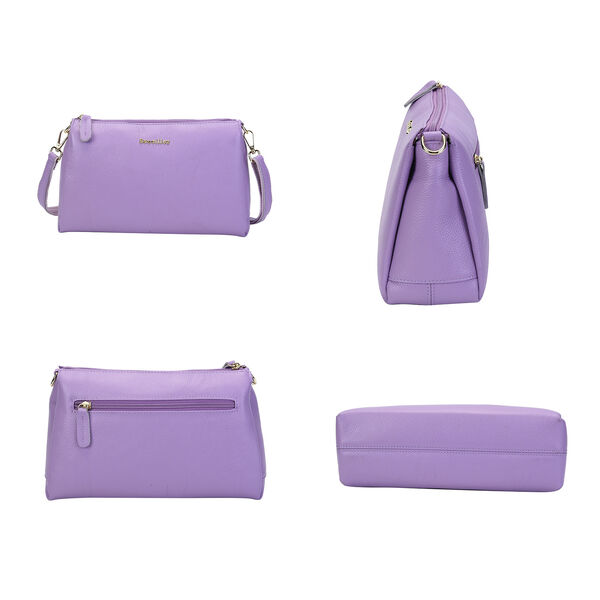 Sencillez Crossbody Tasche aus echtem Leder,  Gr&ouml;&szlig;e 28x9x17 cm, Lila image number 3