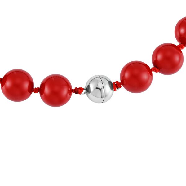 Rote Muschelkernperle Halskette ca. 50 cm Reiner Edelstahl image number 4