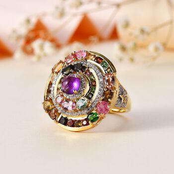 GP Celestial Dream Kollektion- Multi-Turmaline, afrikanischer Amethyst, Zirkon und blauer Saphir-Ring - 6,03 ct.