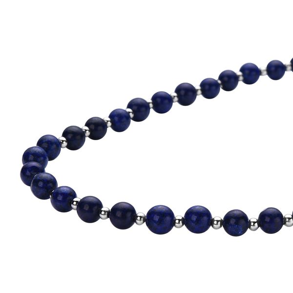 Lapislazuli Halskette, ca. 50 cm, reiner Edelstahl ca. 162,50 ct image number 3