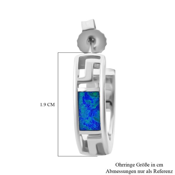 Simulierte blaue Opal halbe Creolen image number 5