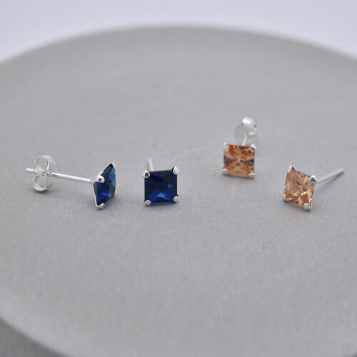 Champagner Zirkonia, Blauer Zirkonia Schmuckset   ca. 3,40 ct. image number 1