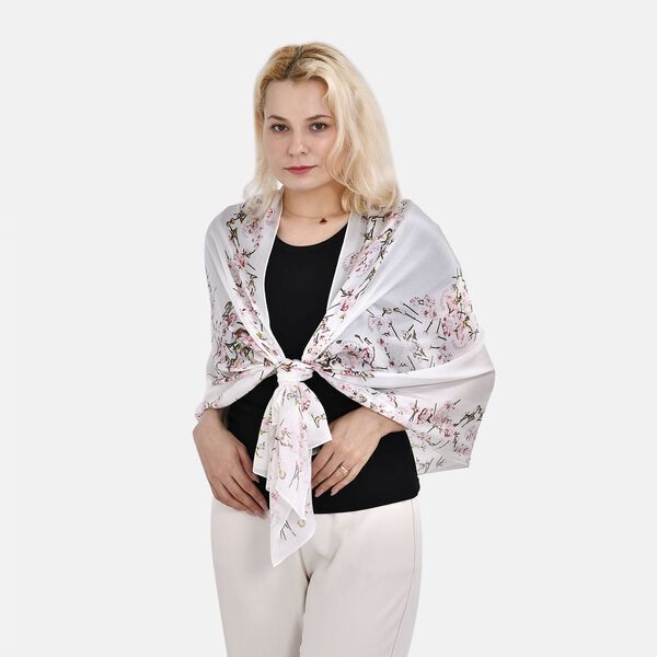 LA MAREY - 100% Maulbeeren-Seidenschal, Chiffon, 60x170 cm, Wei&szlig; image number 8