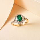 AAA Kagem sambischer Smaragd und Diamant-Halo-Ring in 585 Gelbgold, 1,38 ct. image number 1