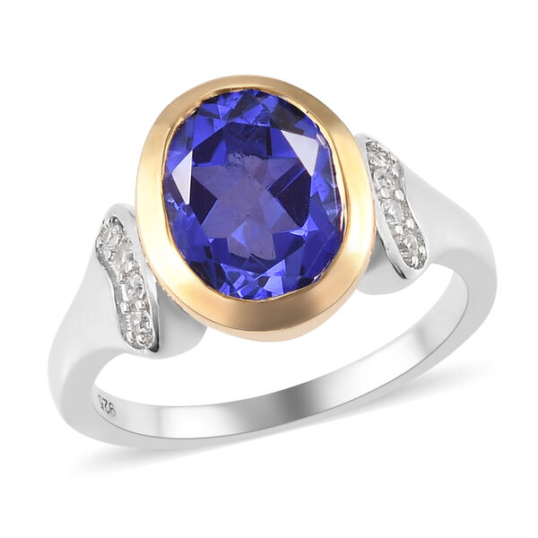 Farbiger Tansanit Quarz und weißer Zirkon-Ring, 925 Silber Bicolor  ca. 2,90 ct image number 4