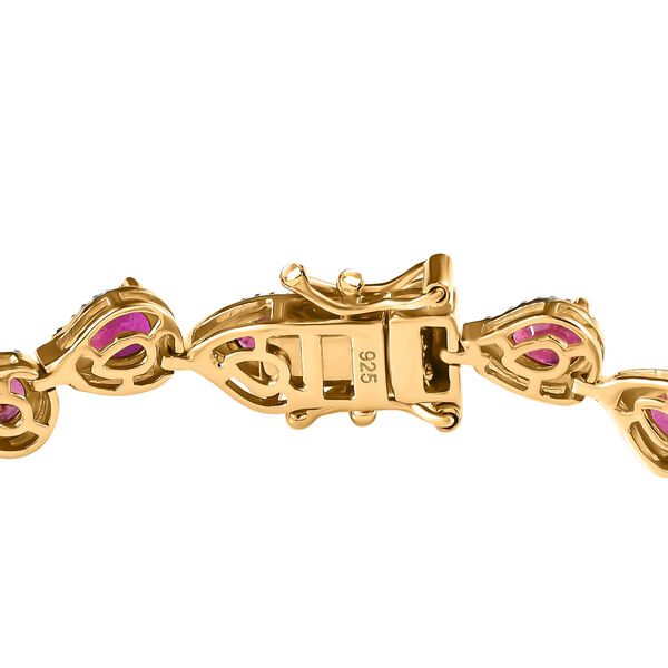 Afrikanischer Rubin (Fissure gef&uuml;llt) Armband, ca. 18 cm, 925 Silber Gelbgold Vermeil ca. 10.16 ct image number 4