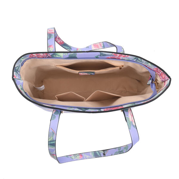 Passage - 4er-Set, Handtasche, Crossbody Tasche, Clutch und Brieftasche mit Blumen Muster, Lila image number 4