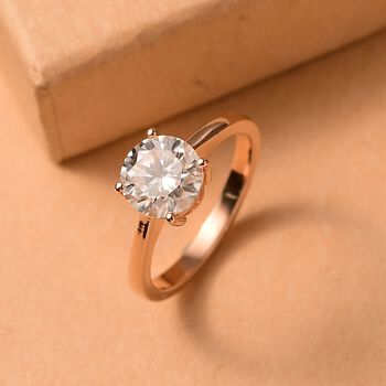 D&rsquo;Joy Moissanit Ring, 925 Silber 750 Ros&eacute;gold Vermeil - 1,80 ct.