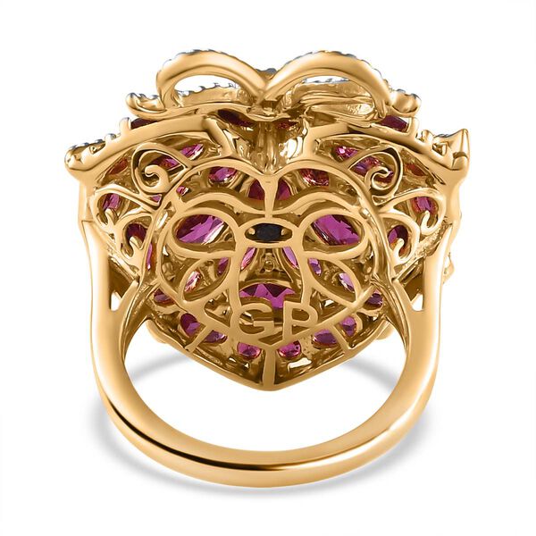 GP Amore Kollektion- Rhodolith Granat, Zirkon und blauer Saphir-Ring- 9,29 ct. image number 6