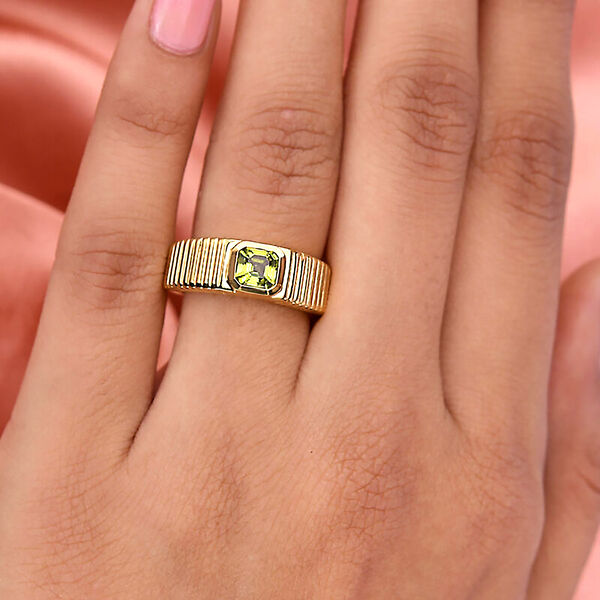 Natürlicher Peridot Ring 925 Silber vergoldet  ca. 0,68 ct image number 3