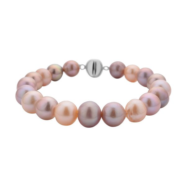 Mehrfarbiges Edison Perlen Armband, (8-11mm), ca. 20 cm, 925 Silber rhodiniert image number 3