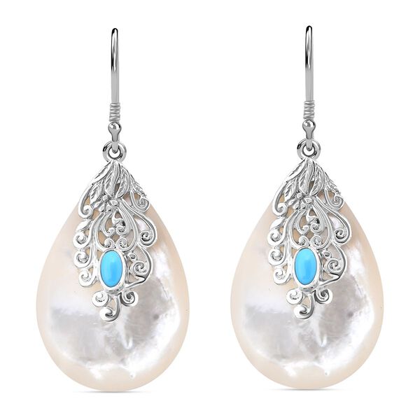 Royal Bali Kollektion - Sleeping Beauty Türkis und Perlmutt Ohrringe image number 0