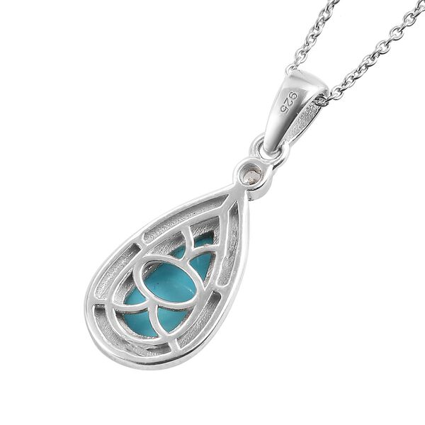 Natürlicher Sleeping Beauty Türkis und Zirkon-Anhänger mit Kette in Silber image number 5