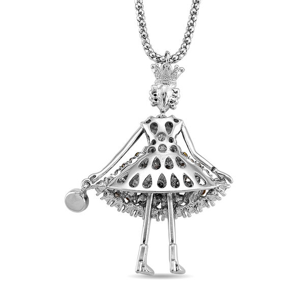 Mehrfarbiger Kristall Ballerina Anh&auml;nger mit Kette ca. 63.5 cm + 5 cm Extender, Legierung, Legierung emailliert image number 4