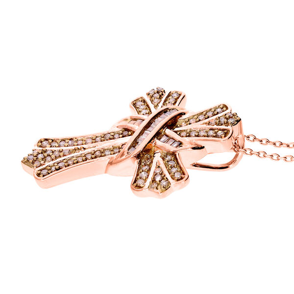 Natürlicher Champagner Diamant P3 Anhänger 925 Silber Roségold Vermeil ca. 0,50 ct. image number 4