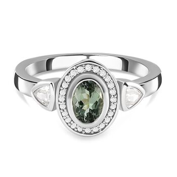 Gr&uuml;ner Tansanit und Zirkon-Ring - 1,09 ct.