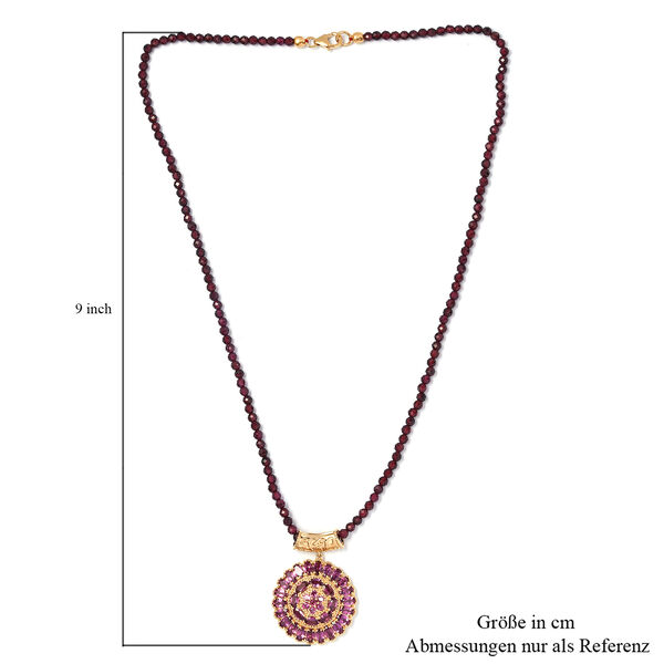 Rhodolith Granat Halskette ca. 50 cm 925 Silber vergoldet ca. 123,60 ct image number 6