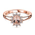 AA Morganit, Wei&szlig;er Zirkon Ring, 925 Silber, 750 Ros&eacute;gold Vermeil (Gr&ouml;&szlig;e 21.00) ca. 0.68 ct