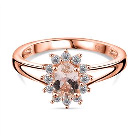AA Morganit und weißer Zirkon Ring, ca. 0,68 ct
