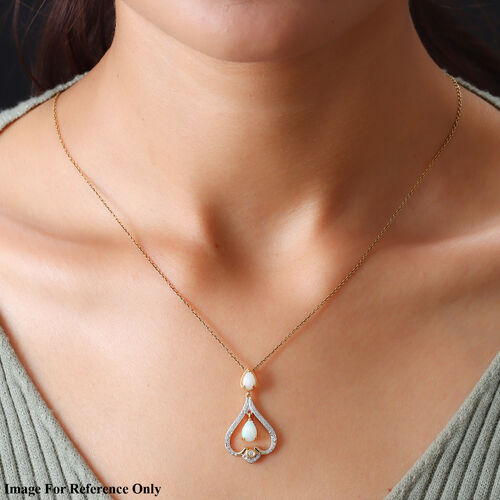 Natürlicher, äthiopischer Opal und Zirkon-Anhänger in Silber image number 1