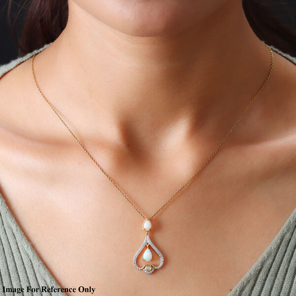 Nat&uuml;rlicher, &auml;thiopischer Opal und Zirkon-Anh&auml;nger in Silber image number 2