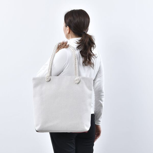 Jute Handtasche, Flamingo-Muster, 42x34 cm, Flamingo image number 3