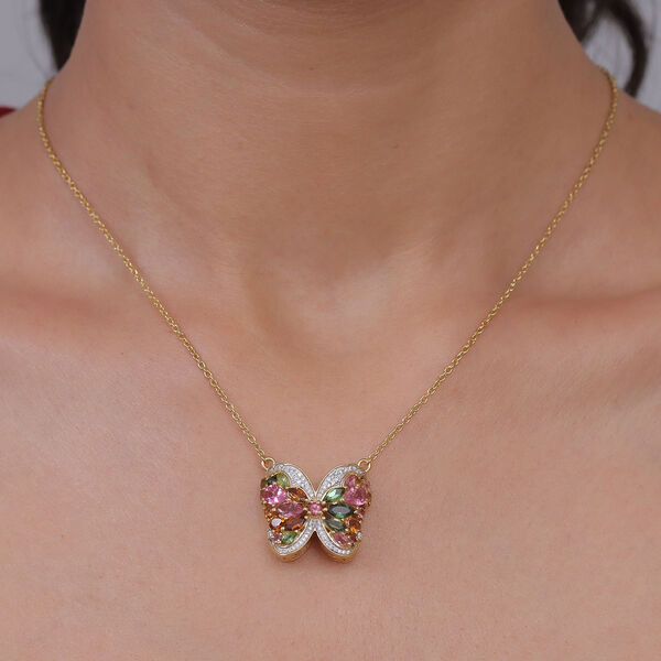 D'Joy AA Mehrfarbig-Turmalin Halskette ca. 45 cm 925 Silber 750 Gelbgold vermeil ca. 3,34 ct. image number 2