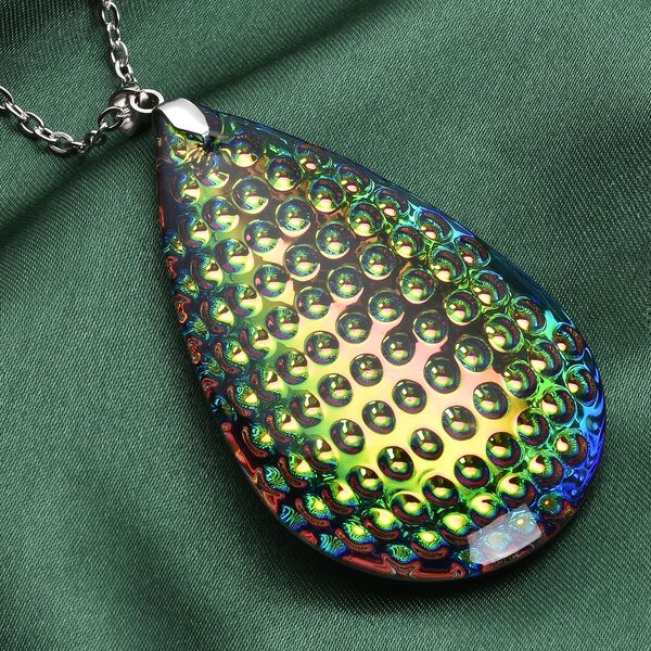 Pfau Kristall-Anh&auml;nger mit Kette, reiner Edelstahl image number 3