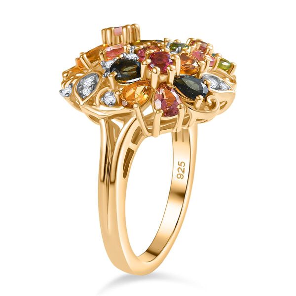 Mehrfarbig-Turmalin Ring 925 Silber 750 Gelbgold Vermeil (Größe 16.00) ca. 2,60 ct image number 5