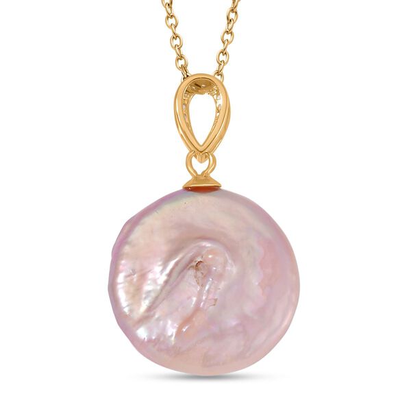 19-21mm lila Keshi Perle und Zirkon-Anhänger mit 45cm Kette - 20 ct. image number 4